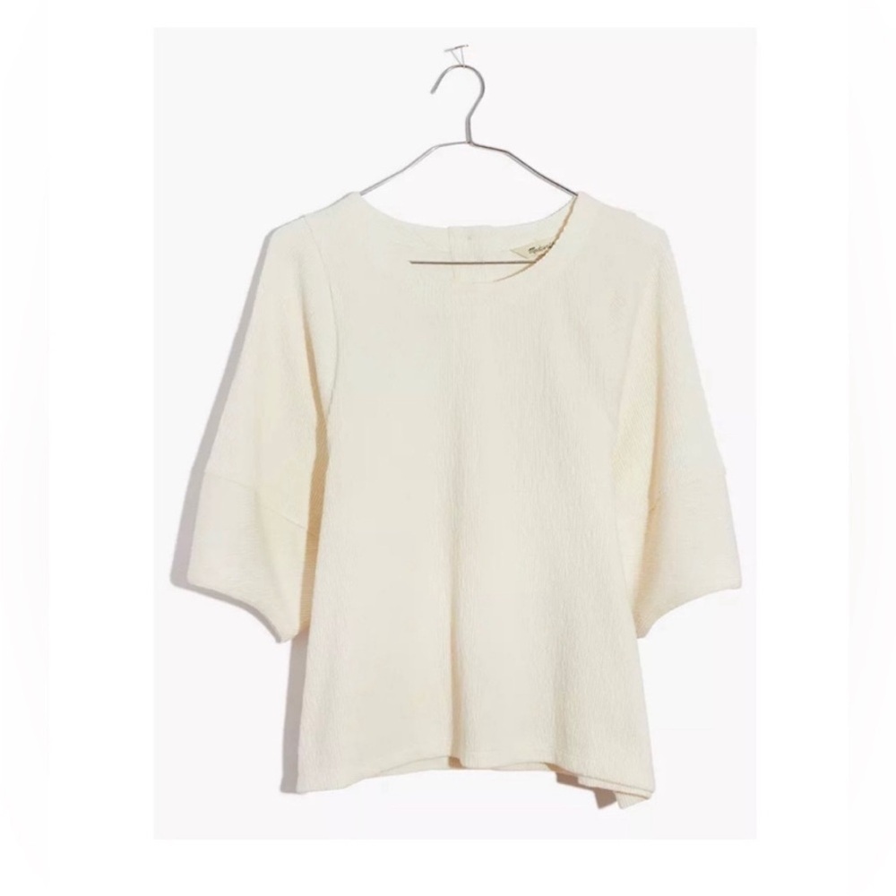 Madewell Ottoman Jacquard Button-Back Top- Vintage Parchment Medium A52